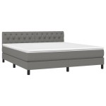 vidaXL Pat cu arcuri, saltea și LED, gri închis, 160x200 cm, textil