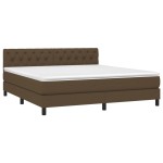 vidaXL Pat cu arcuri, saltea și LED, maro închis, 160x200 cm, textil vidaXL Pat cu arcuri, saltea și LED, maro închis, 160x200 cm, textil