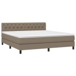 vidaXL Pat cu arcuri, saltea și LED, gri taupe, 160x200 cm, textil