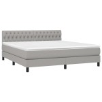 vidaXL Pat cu arcuri, saltea și LED, gri deschis, 180x200 cm, textil