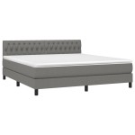 vidaXL Pat cu arcuri, saltea și LED, gri închis, 180x200 cm, textil