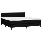 vidaXL Pat cu arcuri, saltea și LED, negru, 180x200 cm, textil