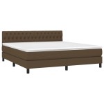 vidaXL Pat cu arcuri, saltea și LED, maro închis, 180x200 cm, textil vidaXL Pat cu arcuri, saltea și LED, maro închis, 180x200 cm, textil