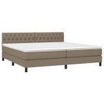 vidaXL Pat cu arcuri, saltea și LED, gri taupe, 200x200 cm, textil
