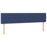 vidaXL Pat cu arcuri, saltea și LED, albastru, 200x200 cm, textil
