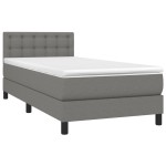 vidaXL Pat cu arcuri, saltea și LED, gri închis, 90x190 cm, textil vidaXL Pat cu arcuri, saltea și LED, gri închis, 90x190 cm, textil