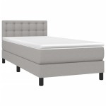 vidaXL Pat cu arcuri, saltea și LED, gri deschis, 100x200 cm, textil