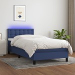 vidaXL Pat cu arcuri, saltea și LED, albastru, 120x200 cm, textil vidaXL Pat cu arcuri, saltea și LED, albastru, 120x200 cm, textil