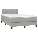 vidaXL Pat cu arcuri, saltea și LED, gri deschis, 120x200 cm, textil