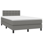 vidaXL Pat cu arcuri, saltea și LED, gri închis, 120x200 cm, textil