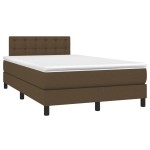 vidaXL Pat cu arcuri, saltea și LED, maro închis, 120x200 cm, textil vidaXL Pat cu arcuri, saltea și LED, maro închis, 120x200 cm, textil