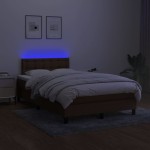 vidaXL Pat cu arcuri, saltea și LED, maro închis, 120x200 cm, textil vidaXL Pat cu arcuri, saltea și LED, maro închis, 120x200 cm, textil