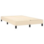 vidaXL Pat cu arcuri, saltea și LED, crem, 120x200 cm, textil