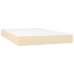 vidaXL Pat cu arcuri, saltea și LED, crem, 120x200 cm, textil