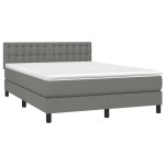 vidaXL Pat cu arcuri, saltea și LED, gri închis, 140x190 cm, textil
