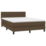 vidaXL Pat cu arcuri, saltea și LED, maro închis, 140x190 cm, textil