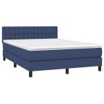 vidaXL Pat cu arcuri, saltea și LED, albastru, 140x190 cm, textil