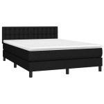 vidaXL Pat cu arcuri, saltea și LED, negru, 140x200 cm, textil vidaXL Pat cu arcuri, saltea și LED, negru, 140x200 cm, textil