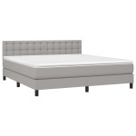 vidaXL Pat cu arcuri, saltea și LED, gri deschis, 160x200 cm, textil