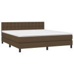 vidaXL Pat cu arcuri, saltea și LED, maro închis, 160x200 cm, textil vidaXL Pat cu arcuri, saltea și LED, maro închis, 160x200 cm, textil