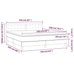 vidaXL Pat cu arcuri, saltea și LED, maro închis, 160x200 cm, textil vidaXL Pat cu arcuri, saltea și LED, maro închis, 160x200 cm, textil