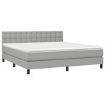 vidaXL Pat cu arcuri, saltea și LED, gri deschis, 180x200 cm, textil