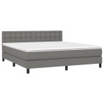 vidaXL Pat cu arcuri, saltea și LED, gri închis, 180x200 cm, textil