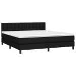 vidaXL Pat cu arcuri, saltea și LED, negru, 180x200 cm, textil