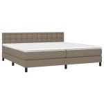 vidaXL Pat cu arcuri, saltea și LED, gri taupe, 200x200 cm, textil
