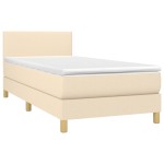 vidaXL Pat cu arcuri, saltea și LED, crem, 80x200 cm, textil