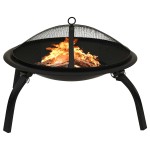 vidaXL Vatră de foc 2-în-1 cu grătar și vătrai, 56x56x49 cm, oțel vidaXL Vatră de foc 2-în-1 cu grătar și vătrai, 56x56x49 cm, oțel