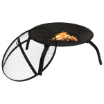 vidaXL Vatră de foc 2-în-1 cu grătar și vătrai, 56x56x49 cm, oțel vidaXL Vatră de foc 2-în-1 cu grătar și vătrai, 56x56x49 cm, oțel
