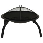 vidaXL Vatră de foc 2-în-1 cu grătar și vătrai, 56x56x49 cm, oțel vidaXL Vatră de foc 2-în-1 cu grătar și vătrai, 56x56x49 cm, oțel