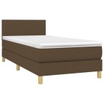 vidaXL Pat cu arcuri, saltea și LED, maro închis, 90x190 cm, textil