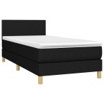 vidaXL Pat cu arcuri, saltea și LED, negru, 90x200 cm, textil