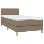 vidaXL Pat cu arcuri, saltea și LED, gri taupe, 90x200 cm, textil vidaXL Pat cu arcuri, saltea și LED, gri taupe, 90x200 cm, textil