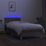 vidaXL Pat cu arcuri, saltea și LED, gri taupe, 90x200 cm, textil vidaXL Pat cu arcuri, saltea și LED, gri taupe, 90x200 cm, textil