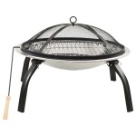 vidaXL Vatră de foc 2-în-1 cu grătar/vătrai, 56x56x49 cm, oțel inoxidabil vidaXL Vatră de foc 2-în-1 cu grătar/vătrai, 56x56x49 cm, oțel inoxidabil