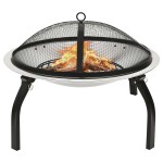 vidaXL Vatră de foc 2-în-1 cu grătar/vătrai, 56x56x49 cm, oțel inoxidabil vidaXL Vatră de foc 2-în-1 cu grătar/vătrai, 56x56x49 cm, oțel inoxidabil