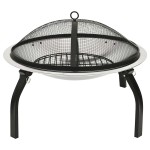 vidaXL Vatră de foc 2-în-1 cu grătar/vătrai, 56x56x49 cm, oțel inoxidabil vidaXL Vatră de foc 2-în-1 cu grătar/vătrai, 56x56x49 cm, oțel inoxidabil