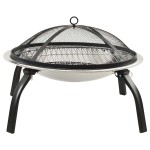vidaXL Vatră de foc 2-în-1 cu grătar/vătrai, 56x56x49 cm, oțel inoxidabil vidaXL Vatră de foc 2-în-1 cu grătar/vătrai, 56x56x49 cm, oțel inoxidabil