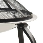 vidaXL Vatră de foc 2-în-1 cu grătar/vătrai, 56x56x49 cm, oțel inoxidabil vidaXL Vatră de foc 2-în-1 cu grătar/vătrai, 56x56x49 cm, oțel inoxidabil
