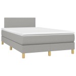 vidaXL Pat cu arcuri, saltea și LED, gri deschis, 120x200 cm, textil