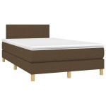 vidaXL Pat cu arcuri, saltea și LED, maro închis, 120x200 cm, textil vidaXL Pat cu arcuri, saltea și LED, maro închis, 120x200 cm, textil