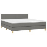 vidaXL Pat cu arcuri, saltea și LED, gri închis, 160x200 cm, textil vidaXL Pat cu arcuri, saltea și LED, gri închis, 160x200 cm, textil