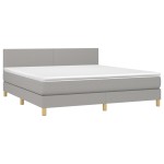 vidaXL Pat cu arcuri, saltea și LED, gri deschis, 180x200 cm, textil