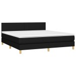 vidaXL Pat cu arcuri, saltea și LED, negru, 180x200 cm, textil