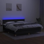 vidaXL Pat cu arcuri, saltea și LED, negru, 180x200 cm, textil