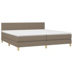 vidaXL Pat cu arcuri, saltea și LED, gri taupe, 200x200 cm, textil