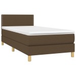 vidaXL Pat cu arcuri, saltea și LED, maro închis, 90x190 cm, textil
